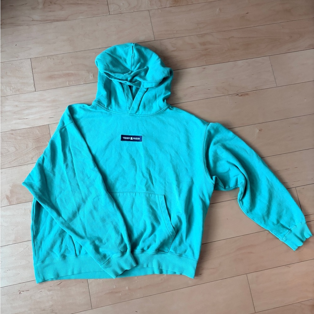 Teddy Fresh Aqua Hoodie with Logo Patch